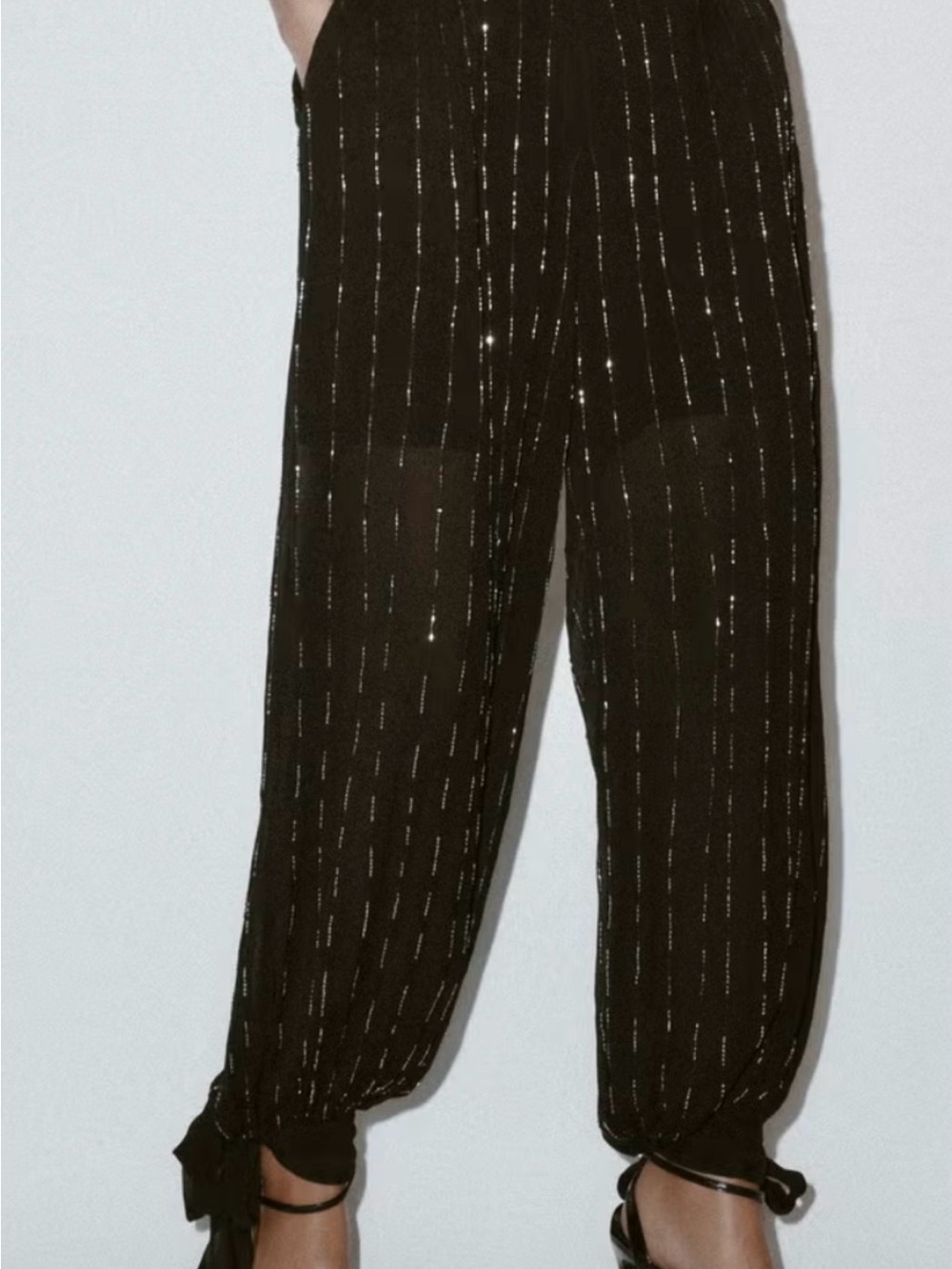 Black Metallic-Stripe Men’s Pants